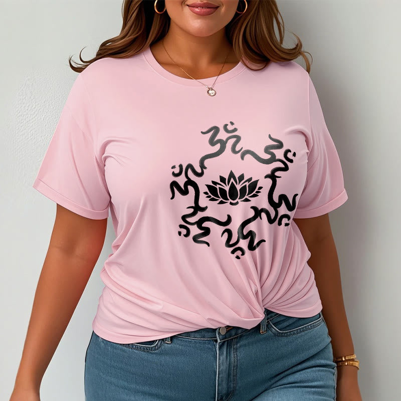 Buddha Stones OM Symbol Lotus Flower Pattern Tee T-shirt - image 15