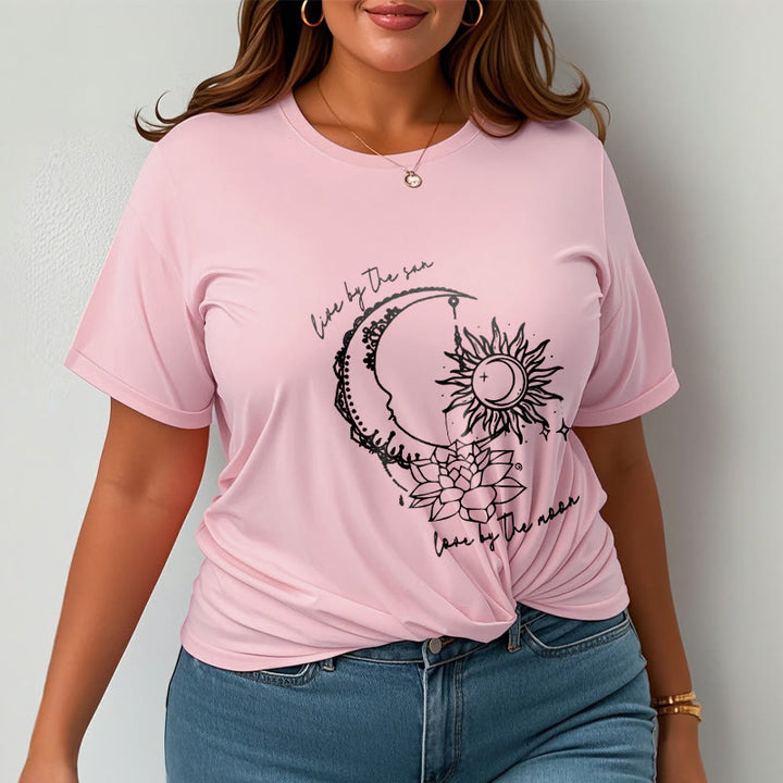 Buddha Stones Sun Moon Lotus Flower Pattern Tee T-shirt - image 14