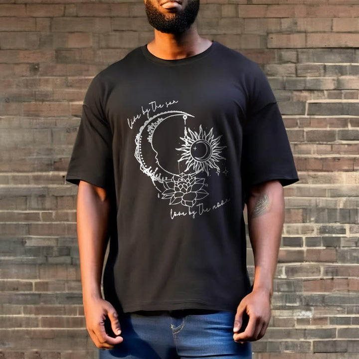 Buddha Stones Sun Moon Lotus Flower Pattern Tee T-shirt - image 6