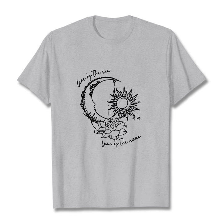 Buddha Stones Sun Moon Lotus Flower Pattern Tee T-shirt - LightGrey - 2XL - image 20