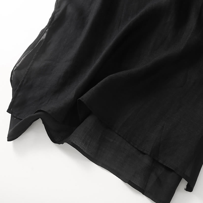 Buddha Stones Casual Embroidery Split Three Quarter Sleeve Cotton Linen Midi Dress - image 9