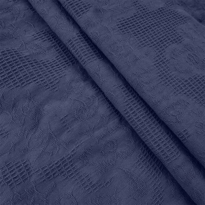 Buddha Stones Summer Jacquard Drawstring Pleated Design Cotton Linen Midi Dress With Pockets - image 14