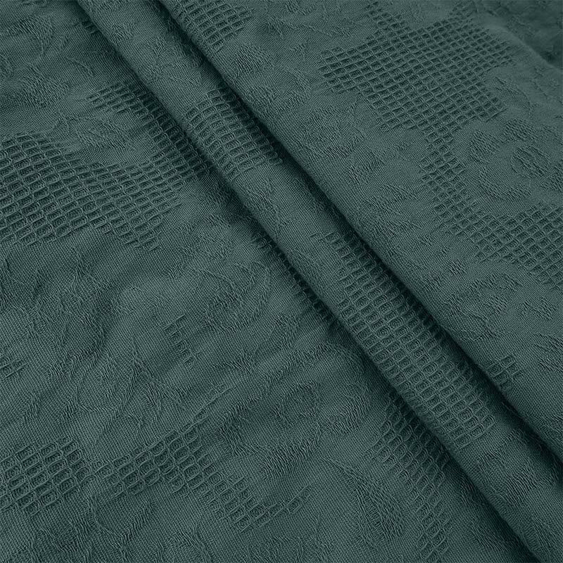Buddha Stones Summer Jacquard Drawstring Pleated Design Cotton Linen Midi Dress With Pockets - image 5