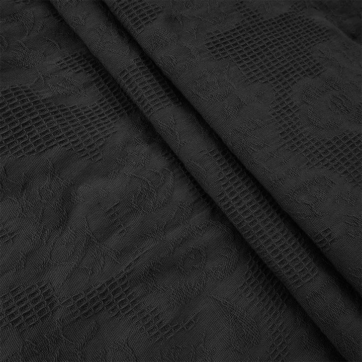 Buddha Stones Summer Jacquard Drawstring Pleated Design Cotton Linen Midi Dress With Pockets - image 17