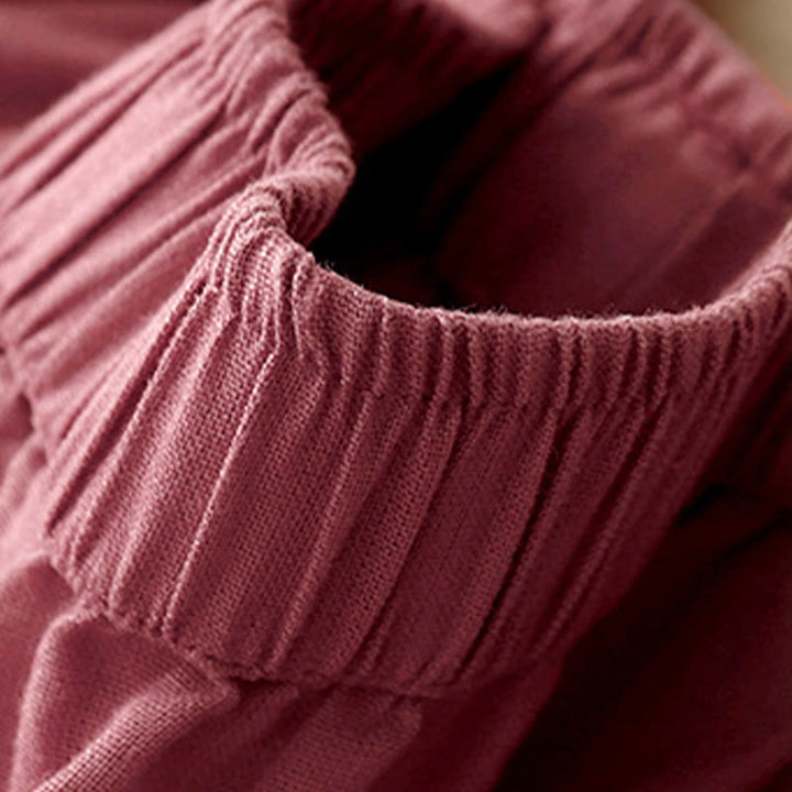 Buddha Stones Plain Color Lace Stitching Cotton Linen Women's Wide Leg Pants With Pockets - image 16