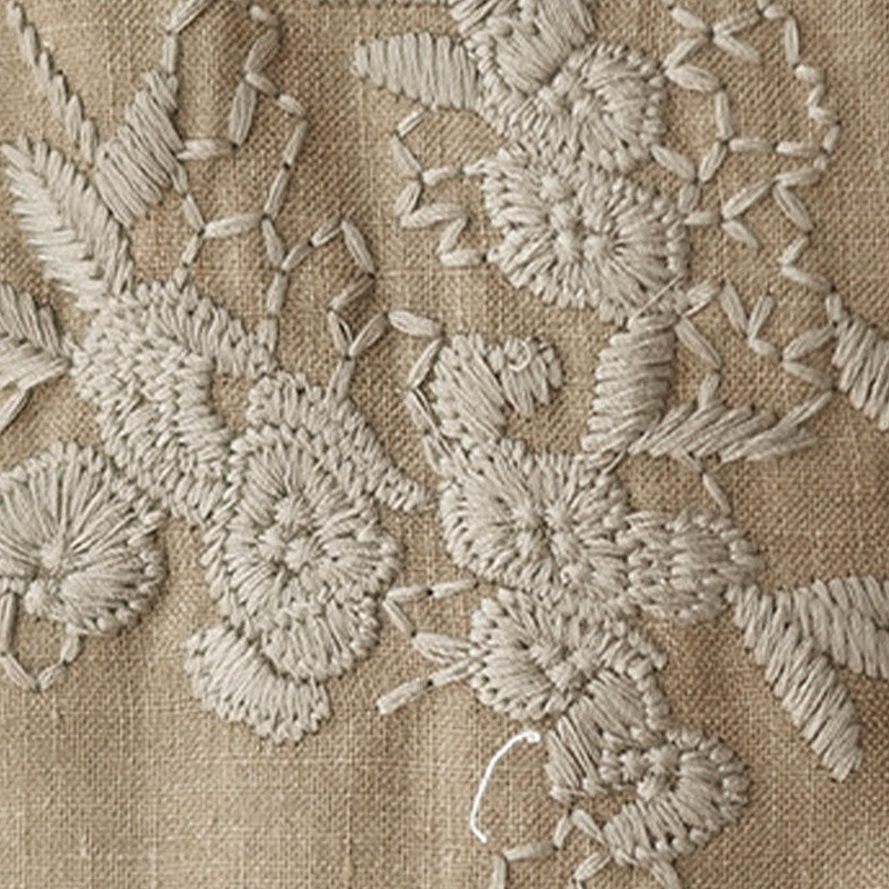 Buddha Stones Vintage Embroidery Three Quarter Sleeve Cotton Linen Midi Dress With Pockets - image 9