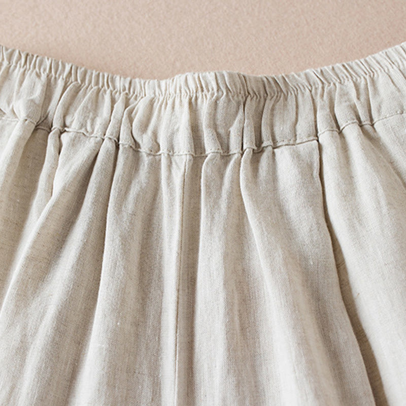 Buddha Stones Colored Thread 7-8 Length Women's Harem Cotton Linen Pants With Pockets - image 7