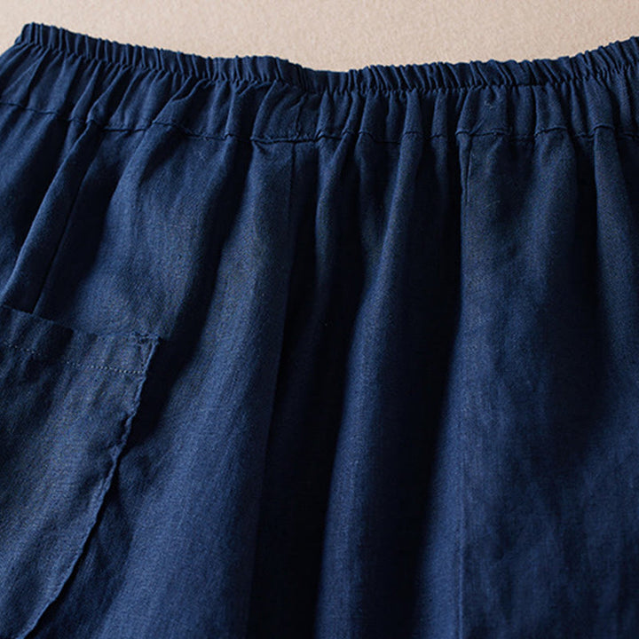 Buddha Stones Colored Thread 7-8 Length Women's Harem Cotton Linen Pants With Pockets - image 13