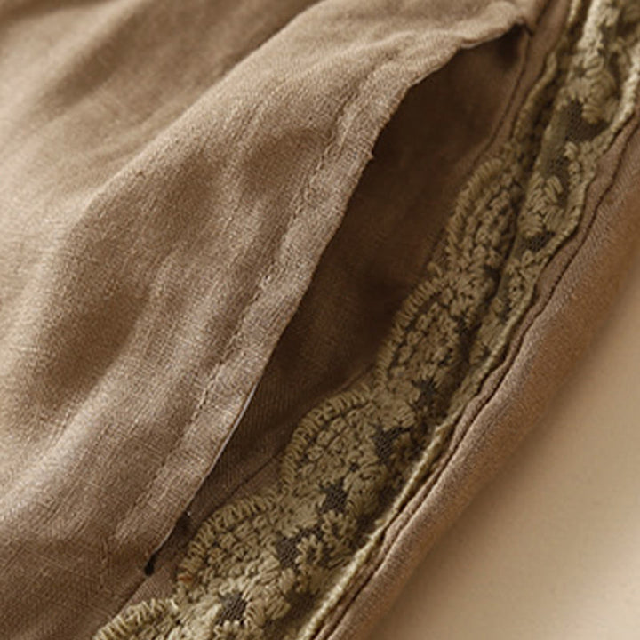 Buddha Stones Plain Lace Women's Harem Cotton Linen Pants With Pockets - image 4