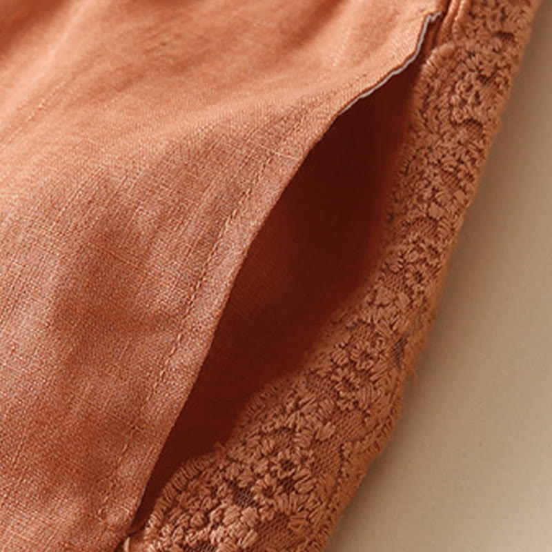 Buddha Stones Plain Lace Women's Harem Cotton Linen Pants With Pockets - image 7