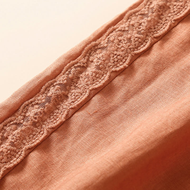 Buddha Stones Plain Lace Women's Harem Cotton Linen Pants With Pockets - image 7