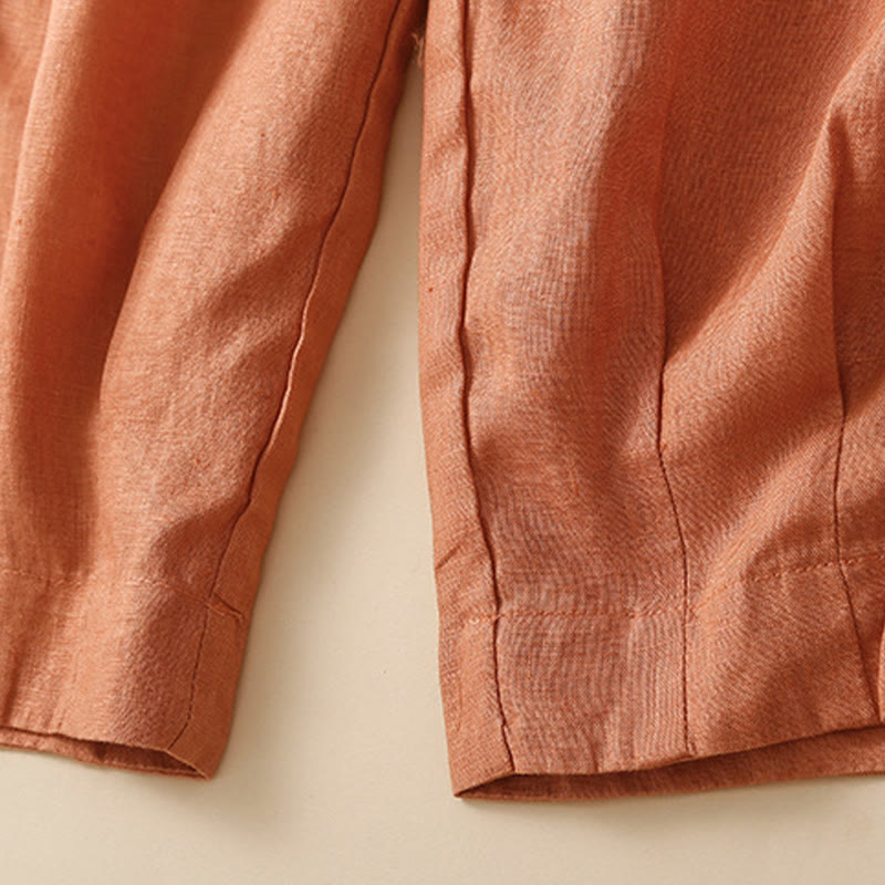 Buddha Stones Plain Lace Women's Harem Cotton Linen Pants With Pockets - image 9