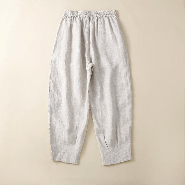 Buddha Stones Plain Lace Women's Harem Cotton Linen Pants With Pockets - image 14