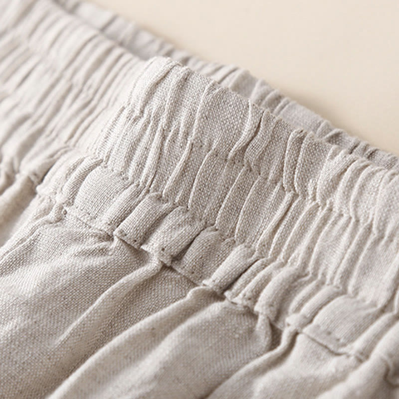 Buddha Stones Plain Lace Women's Harem Cotton Linen Pants With Pockets - image 17