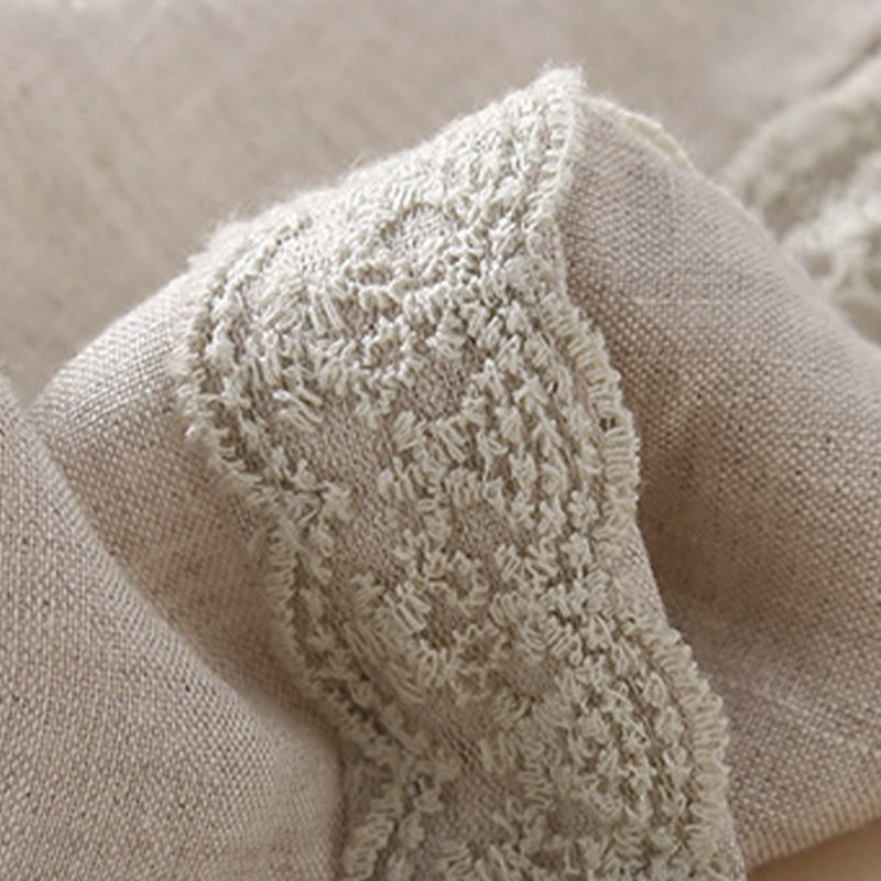 Buddha Stones Plain Lace Women's Harem Cotton Linen Pants With Pockets - image 16