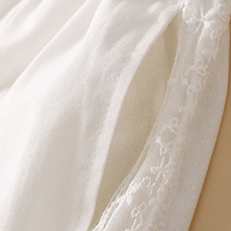 Buddha Stones Plain Lace Women's Harem Cotton Linen Pants With Pockets - image 21