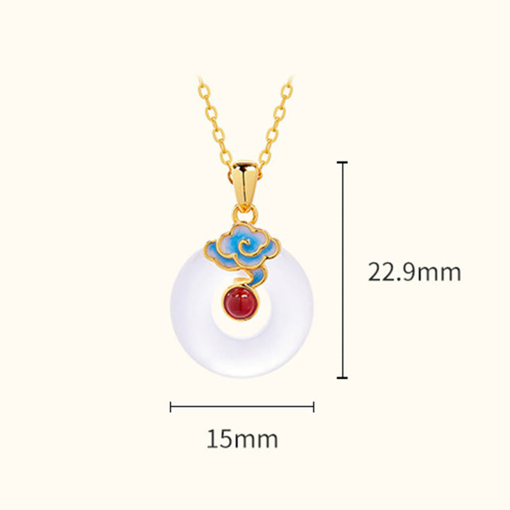 Buddha Stones 925 Sterling Silver Peace Buckle Cloud Chalcedony Necklace Harmony Pendant - image 3