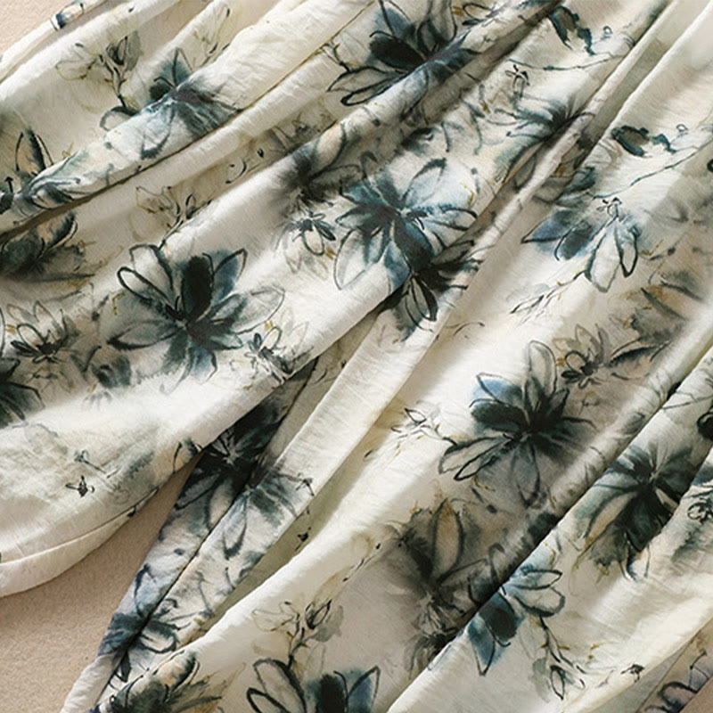 Buddha Stones Casual Flower Prints Design Women's Polyester 7-8 Length Pants With Pockets - image 5