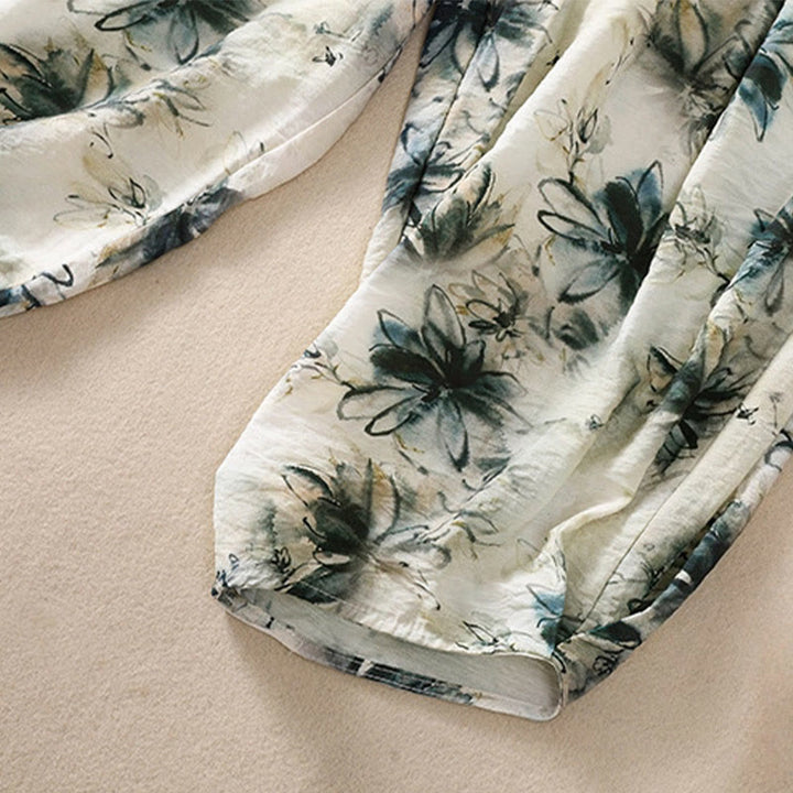 Buddha Stones Casual Flower Prints Design Women's Polyester 7-8 Length Pants With Pockets - image 7