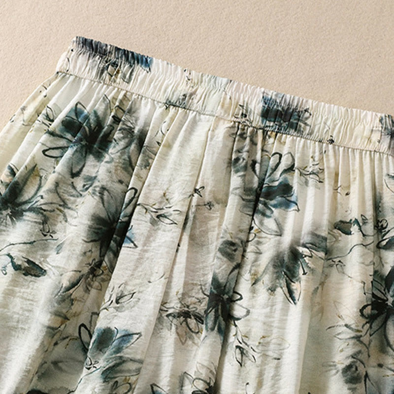Buddha Stones Casual Flower Prints Design Women's Polyester 7-8 Length Pants With Pockets - image 3