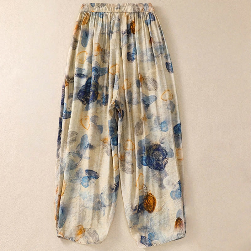 Buddha Stones Casual Flower Prints Design Women's Polyester 7-8 Length Pants With Pockets - image 9