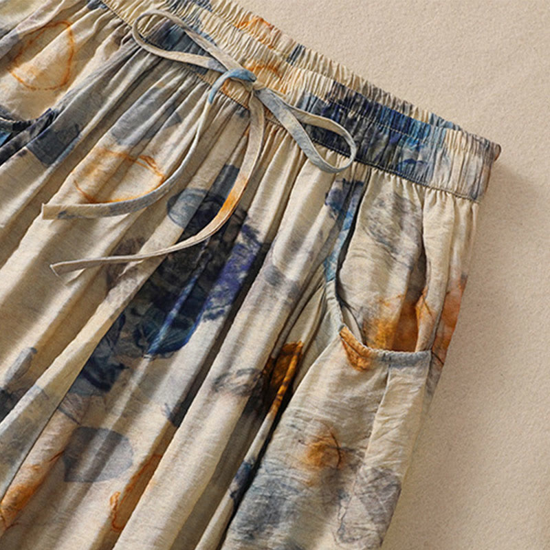 Buddha Stones Casual Flower Prints Design Women's Polyester 7-8 Length Pants With Pockets - image 13
