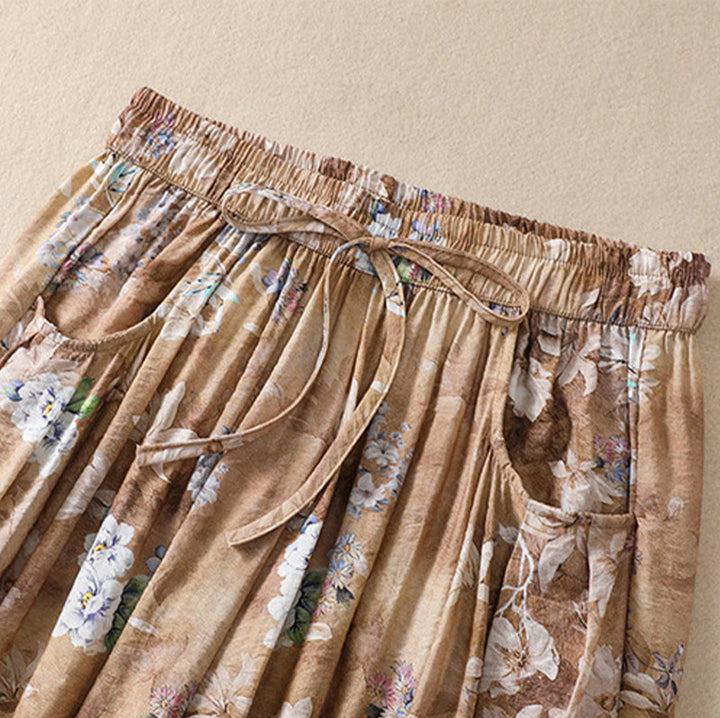 Buddha Stones Casual Flower Prints Design Women's Polyester 7-8 Length Pants With Pockets - image 19