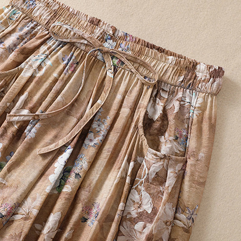 Buddha Stones Casual Flower Prints Design Women's Polyester 7-8 Length Pants With Pockets - image 17