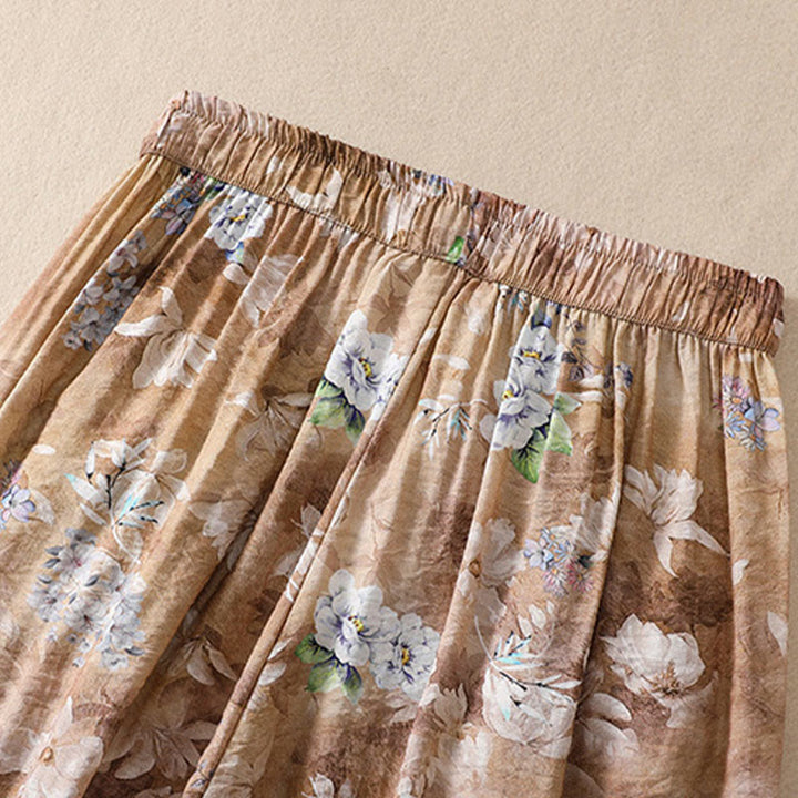 Buddha Stones Casual Flower Prints Design Women's Polyester 7-8 Length Pants With Pockets - image 18