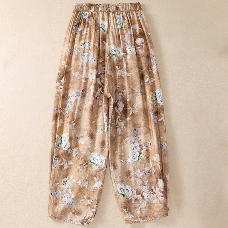 Buddha Stones Casual Flower Prints Design Women's Polyester 7-8 Length Pants With Pockets - image 16