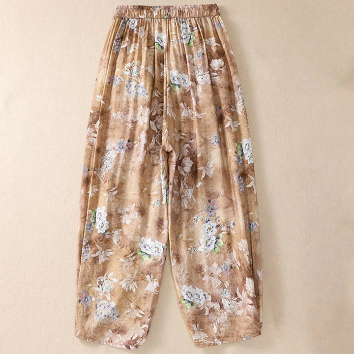 Buddha Stones Casual Flower Prints Design Women's Polyester 7-8 Length Pants With Pockets - image 16