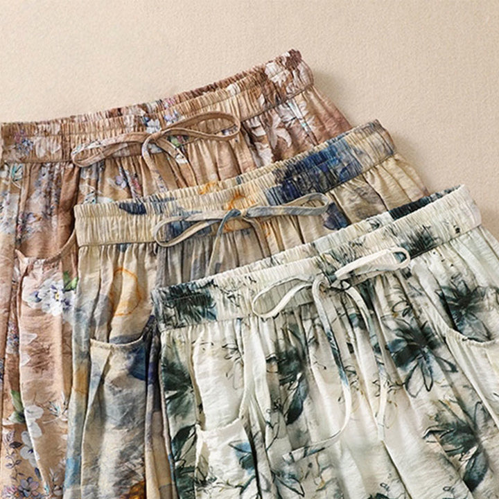 Buddha Stones Casual Flower Prints Design Women's Polyester 7-8 Length Pants With Pockets - image 23