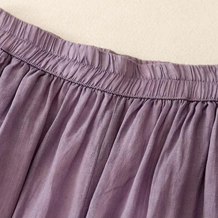 Buddha Stones Side Embroidery Design Cotton Women's 7-8 Length Wide Leg Pants With Pockets - image 6