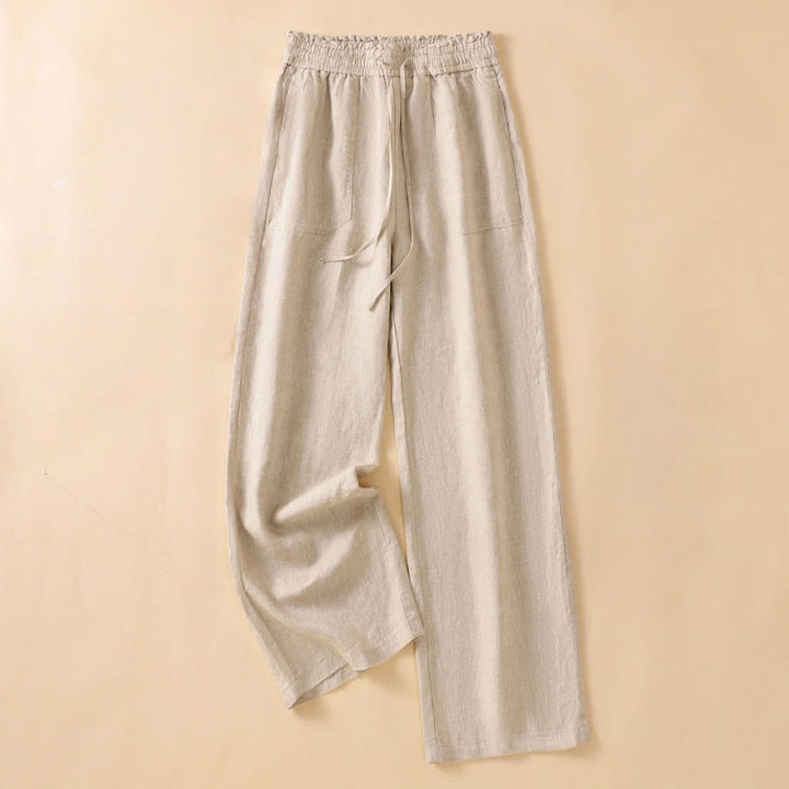 Buddha Stones Casual Straight Leg Design Cotton Women's 7-8 Length Wide Leg Pants With Pockets - Tan - US12，UK/AU16，EU44 (2XL) - image 0