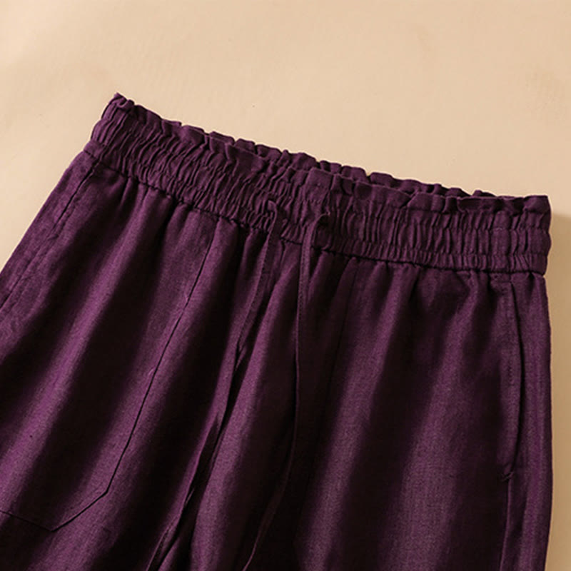 Buddha Stones Casual Straight Leg Design Cotton Women's 7-8 Length Wide Leg Pants With Pockets - image 19