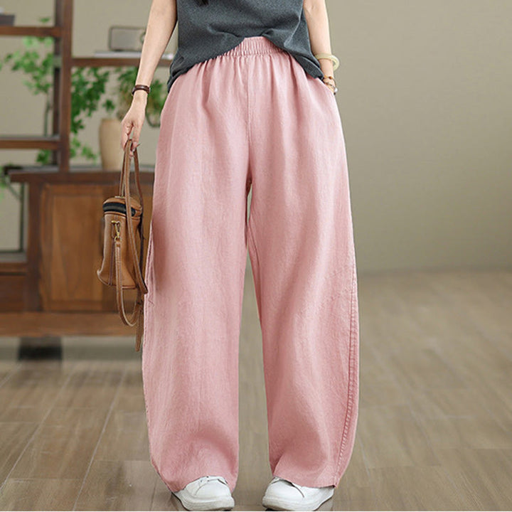 Buddha Stones Casual Plain Cotton Women's Wide Leg Pants With Pockets - image 11