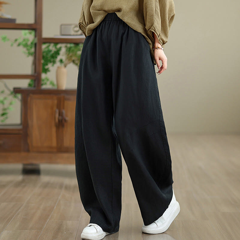 Buddha Stones Casual Plain Cotton Women's Wide Leg Pants With Pockets - image 27