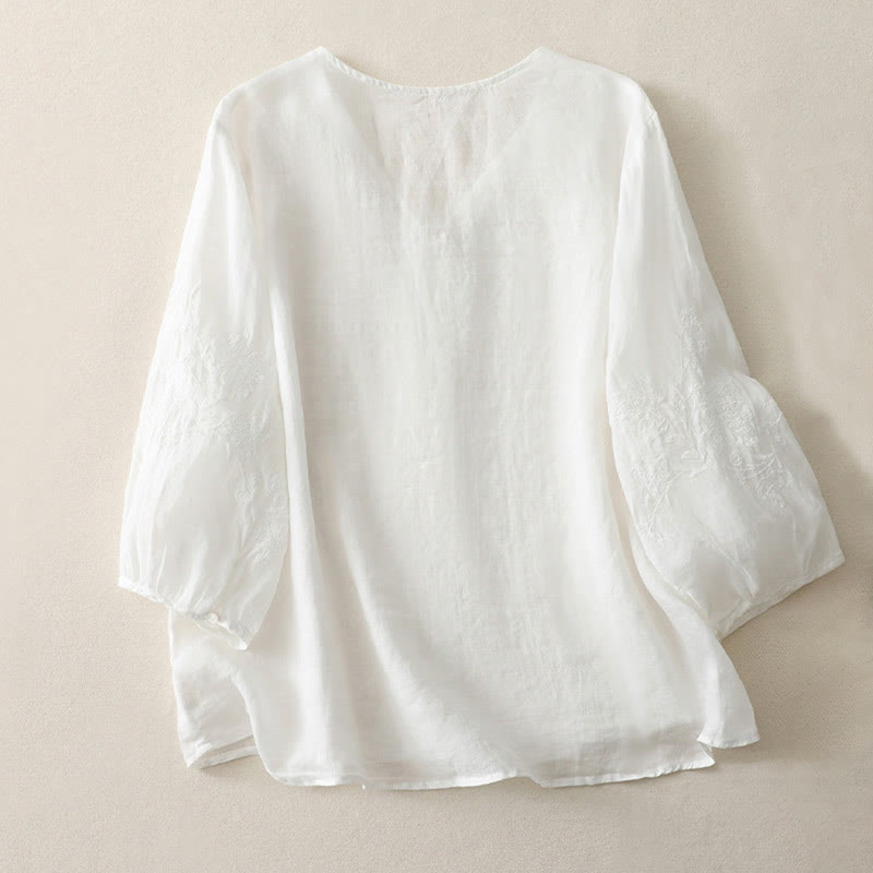 Buddha Stones Embroidery Button-down Women's Shirt - image 8