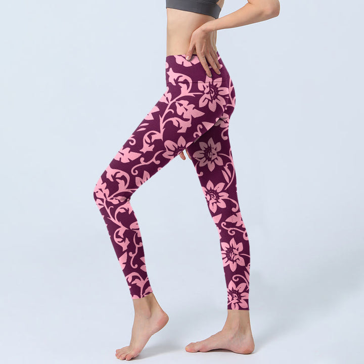 Buddha Stones Pink Sunflowers Print Gym Leggings Women's Yoga Pants - image 2