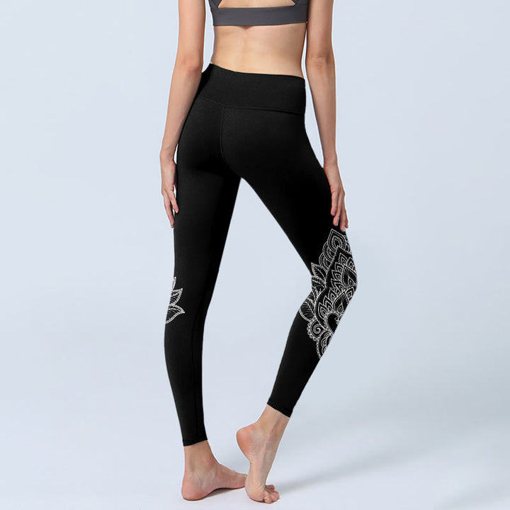 Buddha Stones Heart-shaped Petals Flowers Print Gym Leggings Women's Yoga Pants - image 4