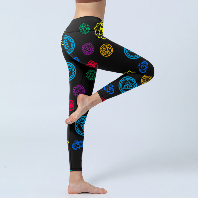 Buddha Stones Geometric OM Symbol Sanskrit Print Gym Leggings Women's Yoga Pants - image 3