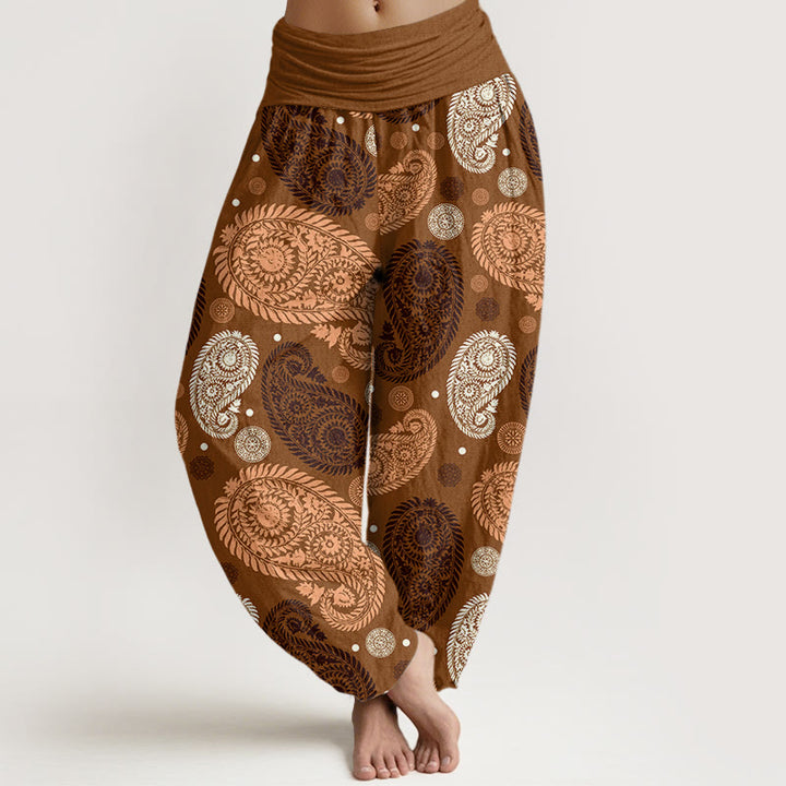 Buddha Stones Cashew Flower Leaf Vines Sunflowers Pattern Women's Elastic Waist Harem Pants - DarkGoldenrod - US22，UK/AU26，EU54 (6XL) - image 4