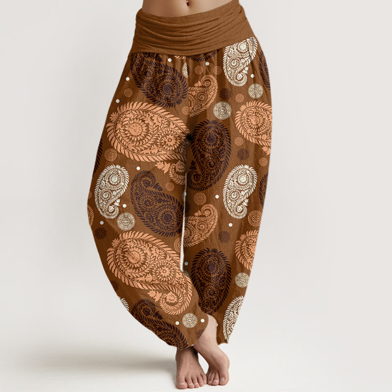 Buddha Stones Cashew Flower Leaf Vines Sunflowers Pattern Women's Elastic Waist Harem Pants - DarkGoldenrod - US22，UK/AU26，EU54 (6XL) - image 5