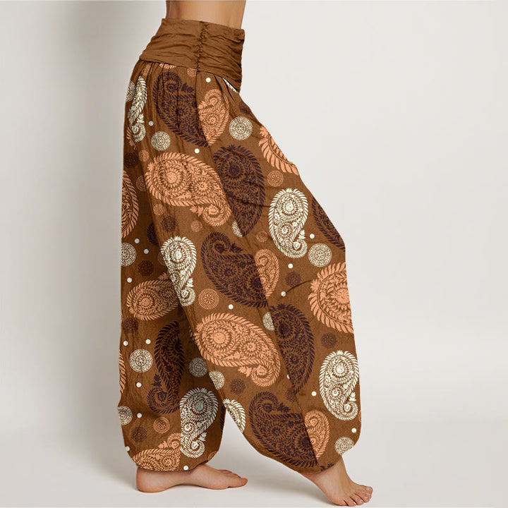 Buddha Stones Cashew Flower Leaf Vines Sunflowers Pattern Women's Elastic Waist Harem Pants - image 7