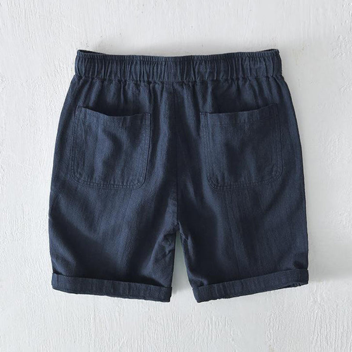 Buddha Stones Summer Solid Color Drawstring Elastic Waist Men's Ramie Linen Cotton Shorts With Pockets - image 27
