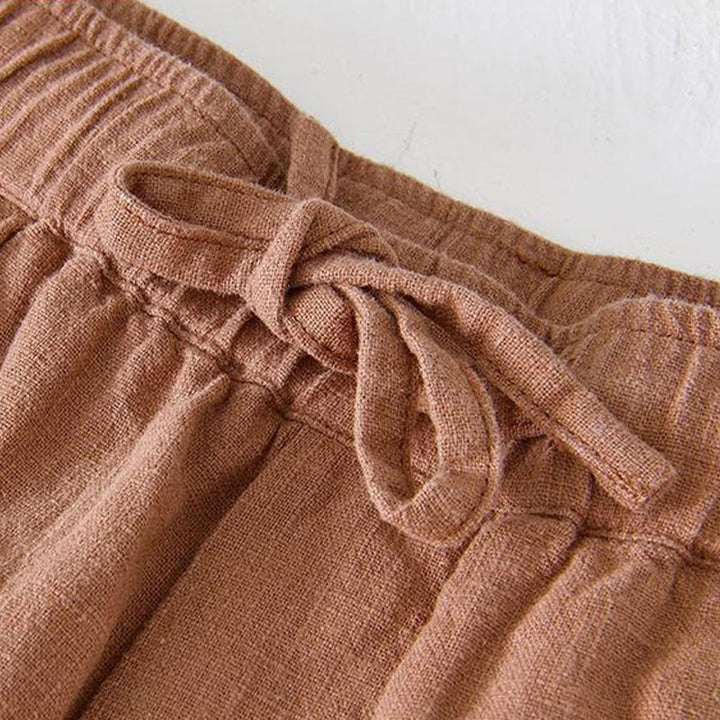 Buddha Stones Summer Solid Color Drawstring Elastic Waist Men's Ramie Linen Cotton Shorts With Pockets - image 34