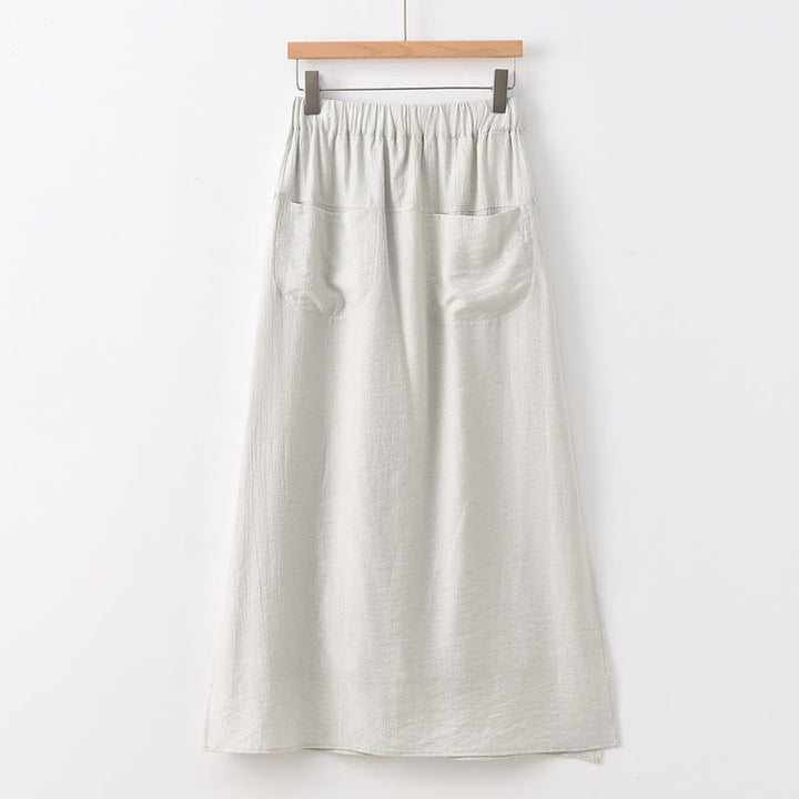 Buddha Stones Solid Color Hem Slit Design Women's Skirt Pants With Pockets - Linen - US8-10，UK/AU12-14，EU40-42 (2XL) - image 21