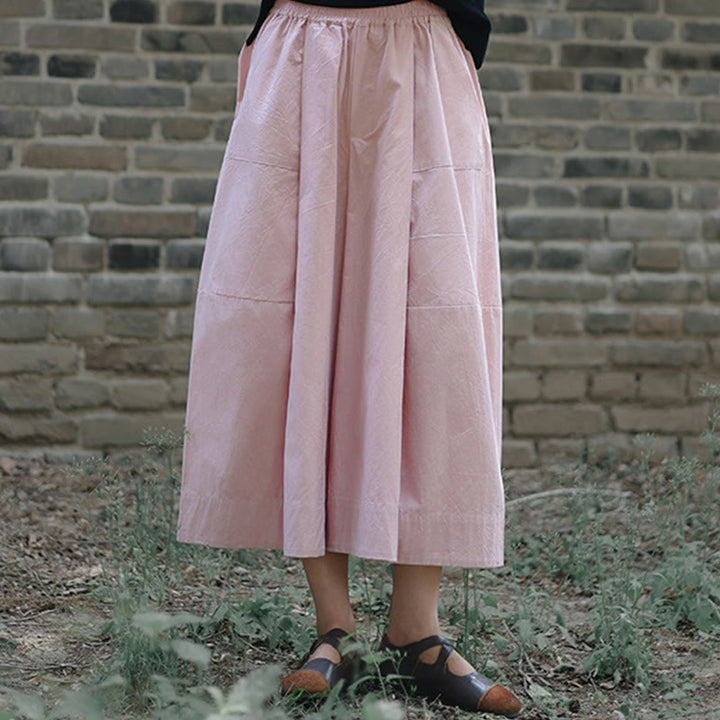 Buddha Stones Casual Plain Cotton High Waist Women's Wide Leg Capri Cropped Pants With Pockets - image 10