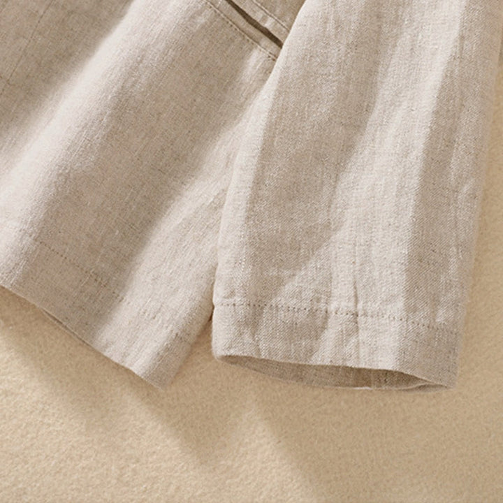 Buddha Stones Women's Cotton Linen Stand Collar Long Sleeve Shirt With Pockets - image 3