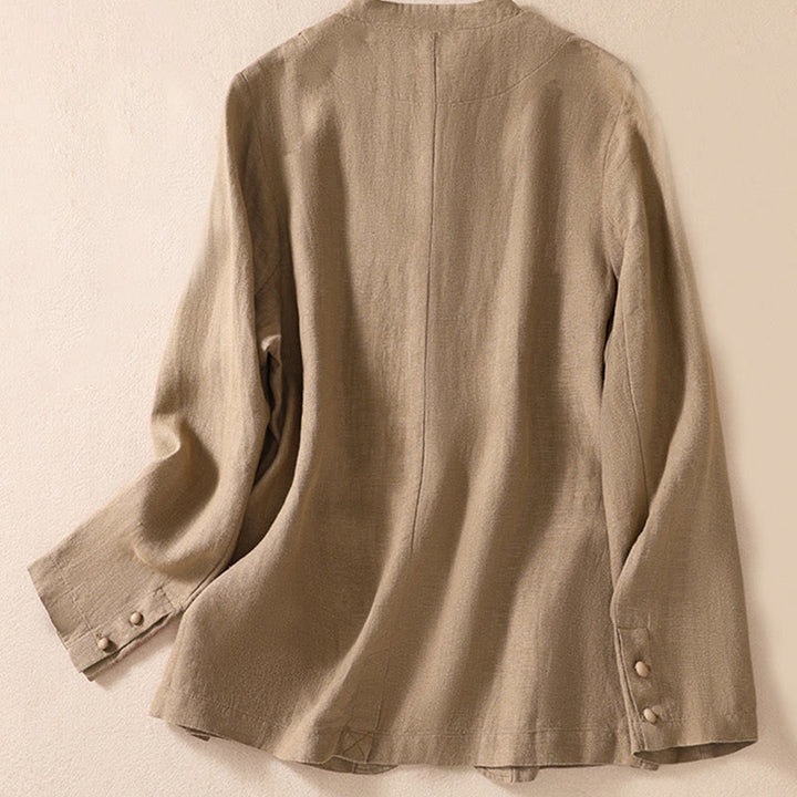 Buddha Stones Women's Stand Collar Long Sleeve Shirt With Pockets - image 23